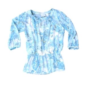 Blue Paisley Blouse Sz 10 Alfred Dunner Peblem Attached White Tank